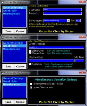 This shows all panels of the configuration window.