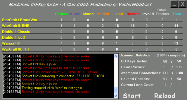This version changed the program title color to white and the divider color to grey, reminiscent of the standard look and feel of Maelstrom. Other product and jailed key test result types were added and invalid color changed to white.