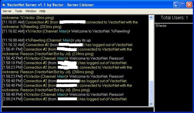 This is what the server looks like. It displays the list of users on the right with the count of how many are online.