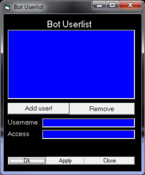 This is the userlist screen for VectorBot.