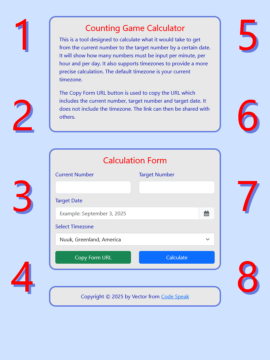 iPad view for the Counting Game Calculator